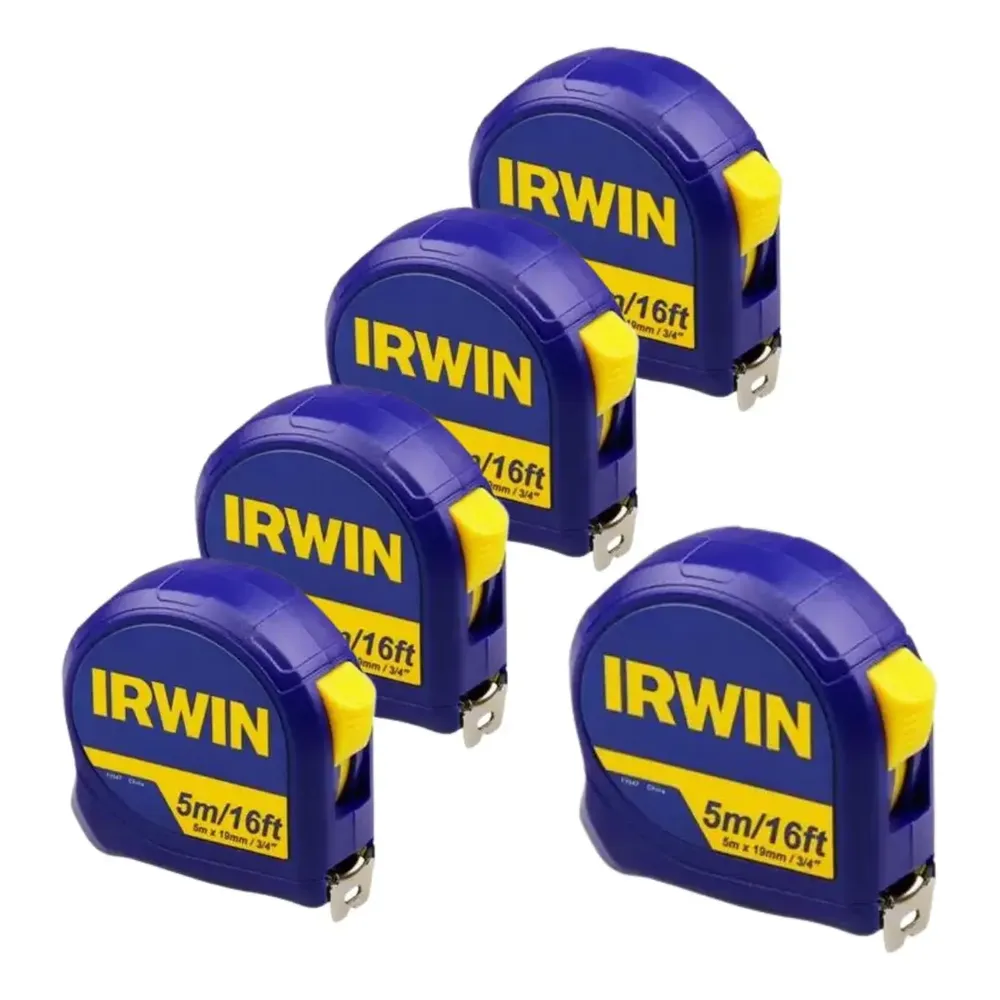 Kit 5 Trena Irwin 5m Standard Com Fita De Aço E Botão Trava