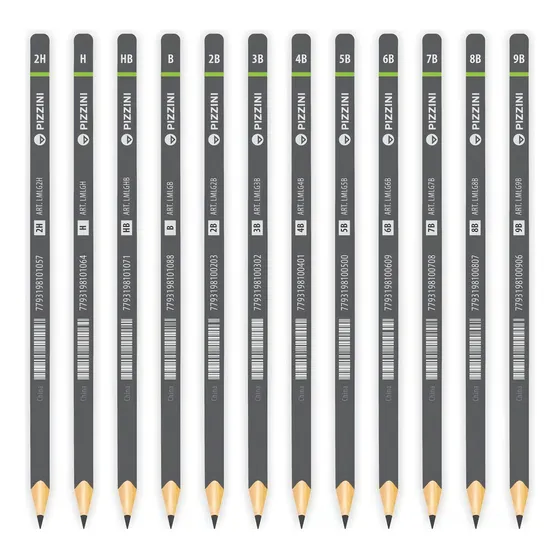 Lapiz Negro Pizzini X 12 Graduaciones Profesional 2h A 9b Trazo