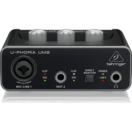 Interface de áudio Behringer U-Phoria UM2 preta