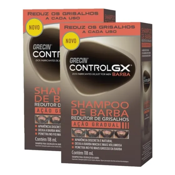 Kit 2 Grecin Control Gx Shampoo Barba Reduz Grisalhos 118ml