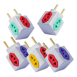 Kit 10 Adaptador De Tomada Cubo Colorido 4 Entradas 10a 20a Kit 10 Adaptador De Tomada Cubo Colorido 4 Entradas 10a 20a