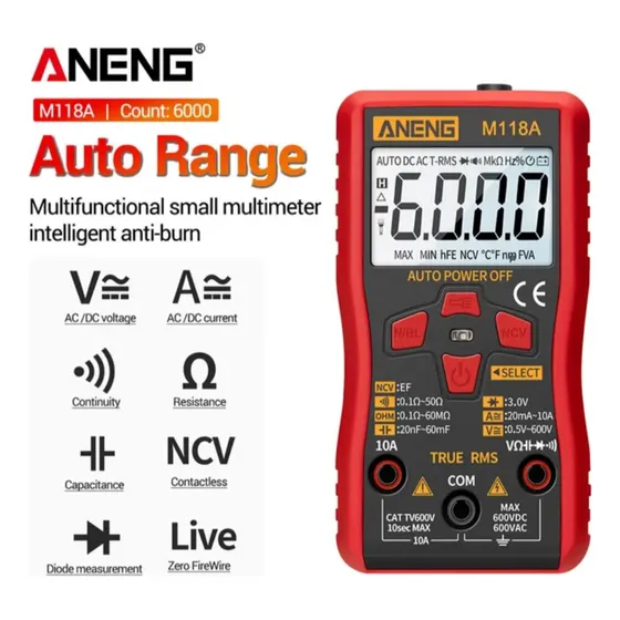 Tester Multimetro Digital Aneng M118a Capacimetro