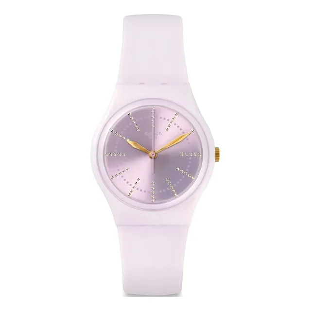 Reloj Swatch SWGP148 GP148 Color Malla Lila Color Fondo Plateado Color Agujas Dorado