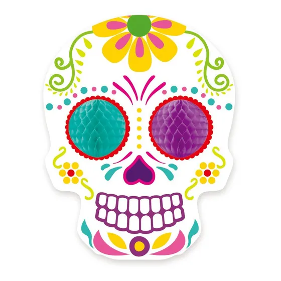 Banderin Guirnalda Calaca Calavera Mexicana Ojos 3d