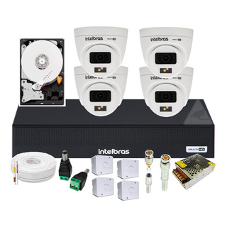 Kit 4 Cam Intelbras 1120b F. Color Noite Dvr 4ch, Hd Incluso Kit 4 Cam Intelbras 1120b F. Color Noite Dvr 4ch, Hd Incluso