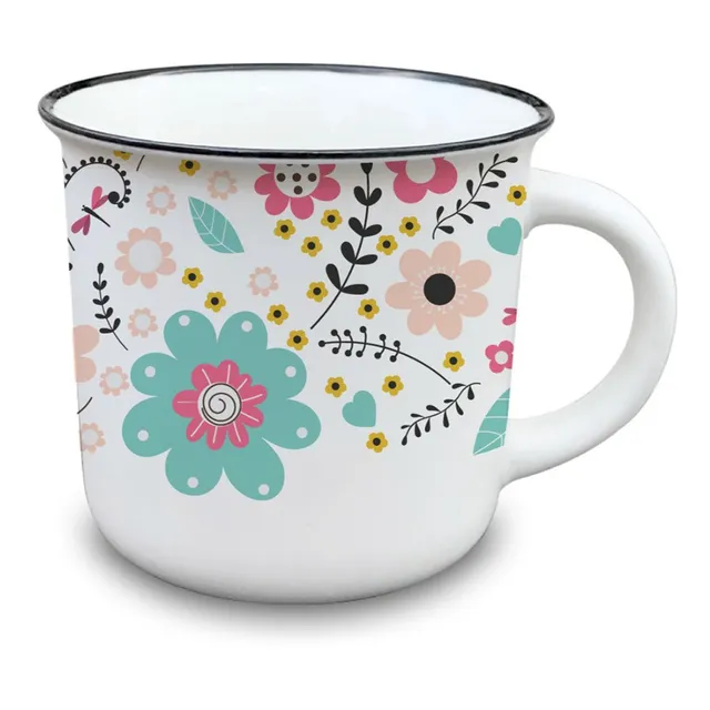Taza -  Mug Juego De 4  Para El Desayuno. Diseño Floreado 