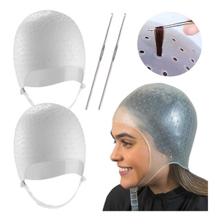 2 Gorra Para Tinte Mechas Silicon Color Blanco Con 2 Gancho 2 Gorra Para Tinte Mechas Silicon Color Blanco Con 2 Gancho