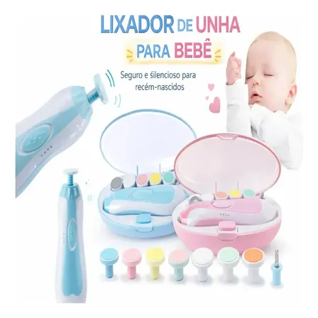 Cortador Aparador de Unha Bebê Elétrico com 6 Refis + Estojo, Seguro e Silencioso para Recém-Nascido e Infantil