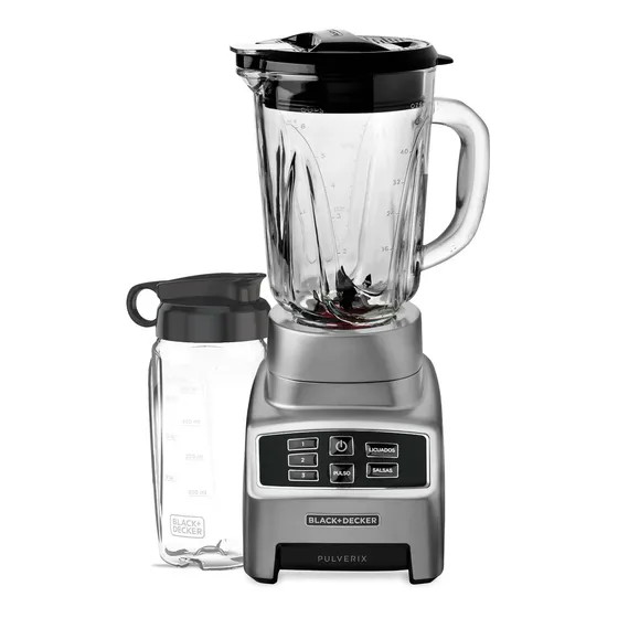 Licuadora portátil Black+Decker Pulverix BL1840MS 1.5 L plateada con jarra de vidrio