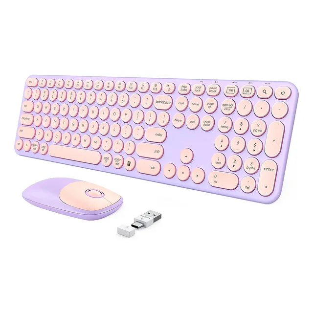 Combo Mouse Y Teclado Inalámbrico Seenda Wgjp-073-3 Rosa
