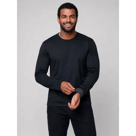 Blusa Térmica Unissex Segunda Pele Manga Longa Inverno Preto Lisa G ( 40-42 )
