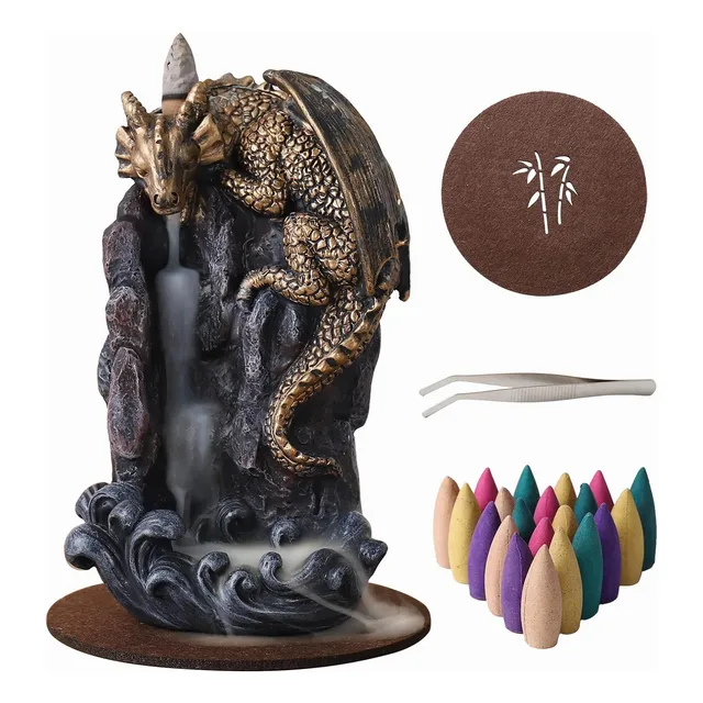 Kit Quemador De Incienso Cascada De Dragón Con 100 Inciensos
