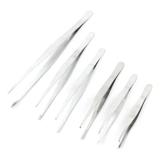 Z 6 Pinzas Rectas De Acero Inoxidable Para Laboratorios