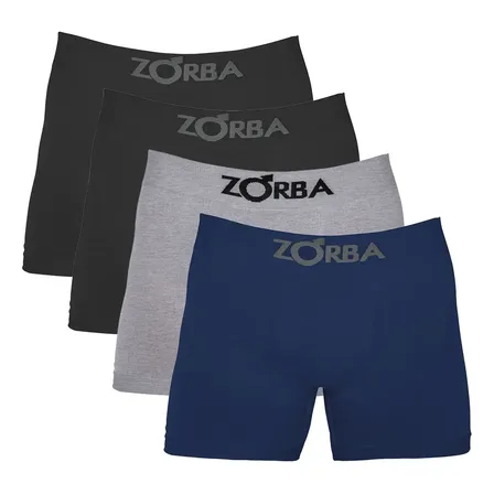 Kit 4 Cuecas Boxer Sem Costura Algodão Zorba Pto Mho Mes Liso Gg
