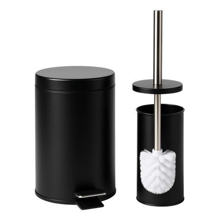 Set Baño Metal Negro Cesto 3 Litros + Escobilla Cepillo Set Baño Metal Negro Cesto 3 Litros + Escobilla Cepillo