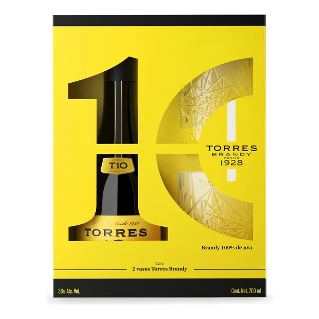 Brandy Torres 10 700ml Con 2 Vasos De Regalo
