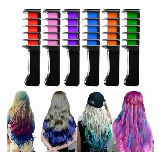 12 Tinturas Temporal Para Cabello De Tiza Lavable 6 Colores