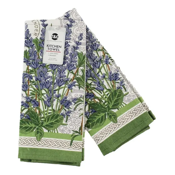 Rosemary And Purple Jacinto Toalla Cocina Botanicas: 2 Pieza