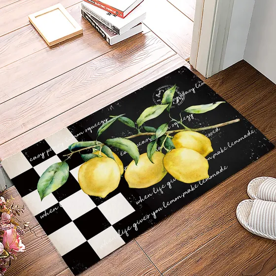 Tapete Para Puerta Entrada Limon Tropical Verano Diseño Baño