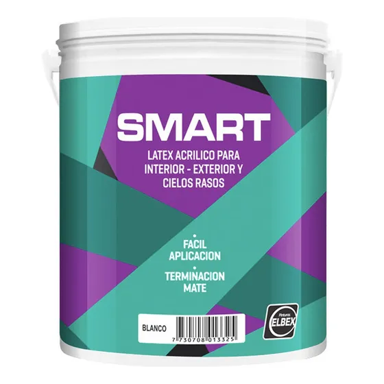 Látex Smart Elbex Interior-exterior X 3,6 Lts Acabado Mate Color Blanco