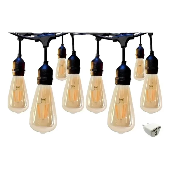 Guirnalda Luces Led Ampolletas E27 Incluidas 10m Decorativas Luces Cálida