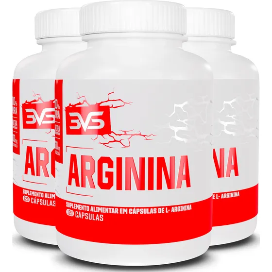 3 Potes Da Arginina 100% Pura Fórmula Exclusiva Para A Vasodilatação Dos Músculos Com 2328mg De Arginina Por Dose 360 Cápsulas