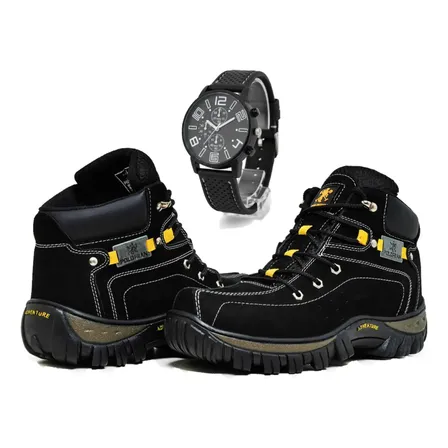 Bota Masculina Adventure Coturno Botina Com Brinde