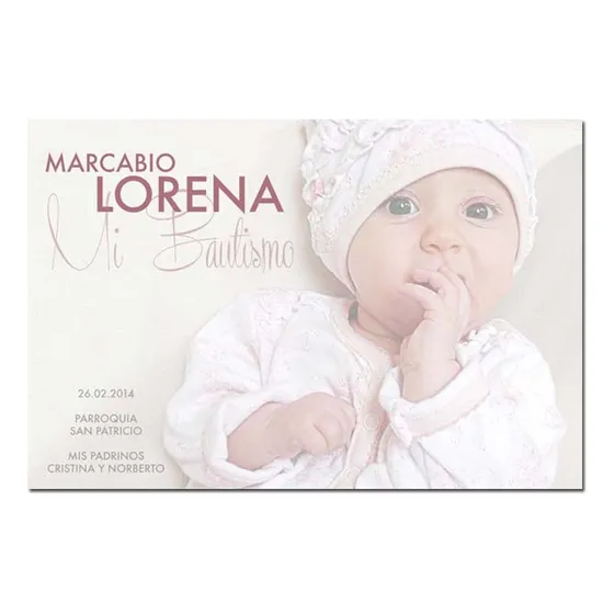 Souvenir Estampita Bautismo Con Foto 7,5x10 X24 Personalizad