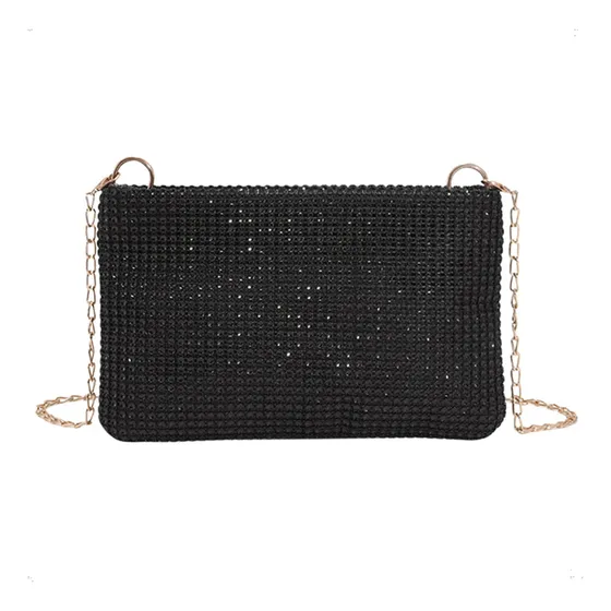 Sobre Fiesta De Mujer Elisabeth&co Diamond Night, Cartera De Mujer Con Strass De Fantasía En Color Negro, Herrajes Dorados Correa Extraíble De 116cm Ideal Para Casamientos Fiestas Noche