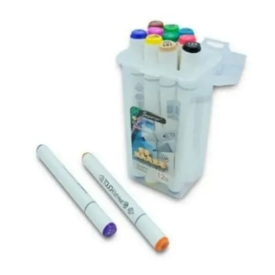 Marcador Doble Trazo Touch Soft T/copic 12 Colores + Estuche