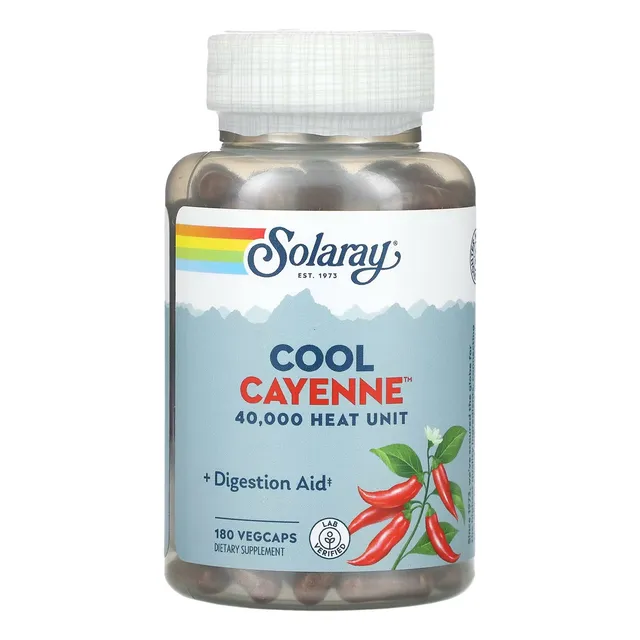 Solaray Cayena Fresca 180 Cápsulas Vegetales Sabor Sin Sabor