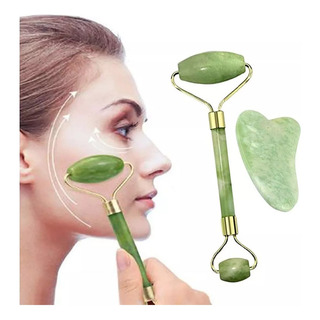 Doble Cabeza Masaje Gua Sha Jade Rodillo Facial Herramienta Doble Cabeza Masaje Gua Sha Jade Rodillo Facial Herramienta