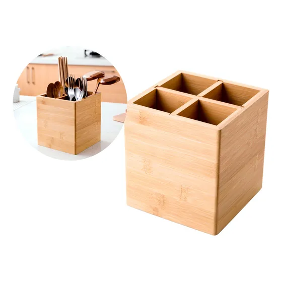 Organizador Porta Utensilios Cubiertero Madera Bambu Cocina