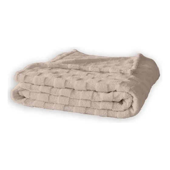 Frazada Kavanagh Nuuk Twin Size Sherpa Corderito Jacquard Color Visón Diseño De La Tela Liso