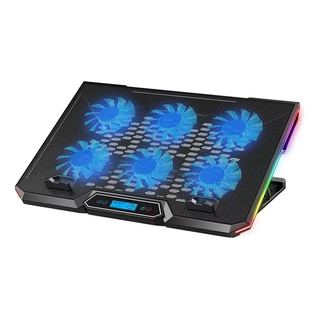 Base Ventilador Enfriador Notebook 6 Fans Lcd Rgb Hasta 17