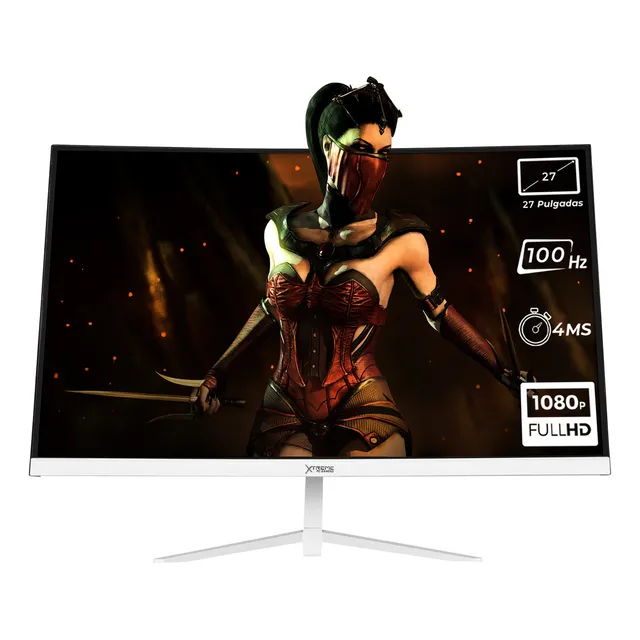 Monitor Gamer 27" Xtreme Pc Gaming Clarity Curvo 4ms 100hz Fhd Va Hdmi Blanco