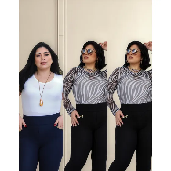 Kit 3 Calças Legging Montaria Gorgurão Feminina/plus Size