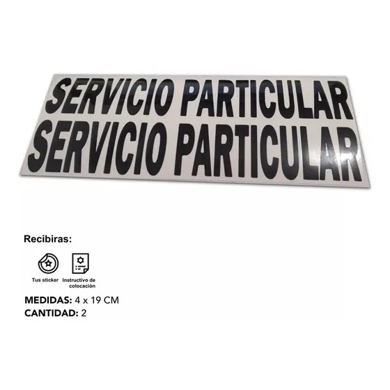 Calcomanía Sticker Servicio Particular Vinil 2 Piezas