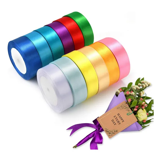 Cinta Satín Para Regalo 2.5cm×22 Metros 12pcs Varios Colores