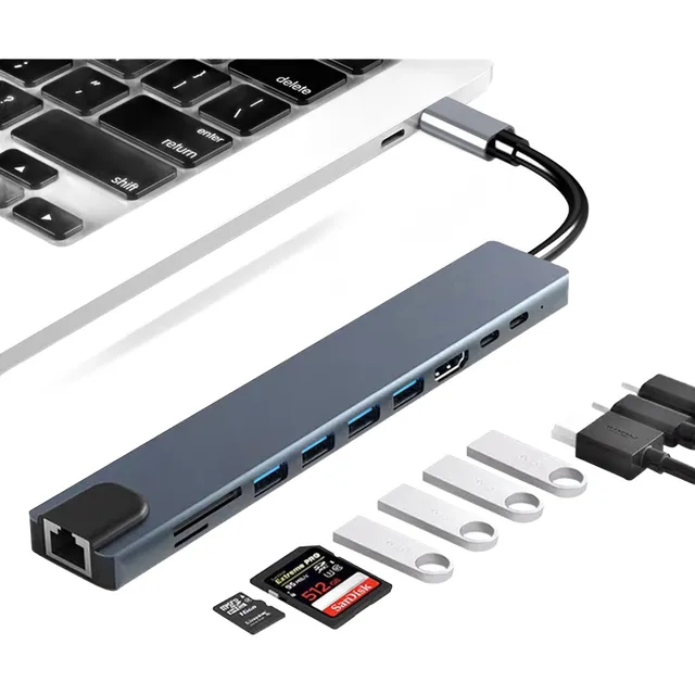 Hub Adaptador Mac/windows Usb 3.0 10 En 1 Hdmi 4k Energizado