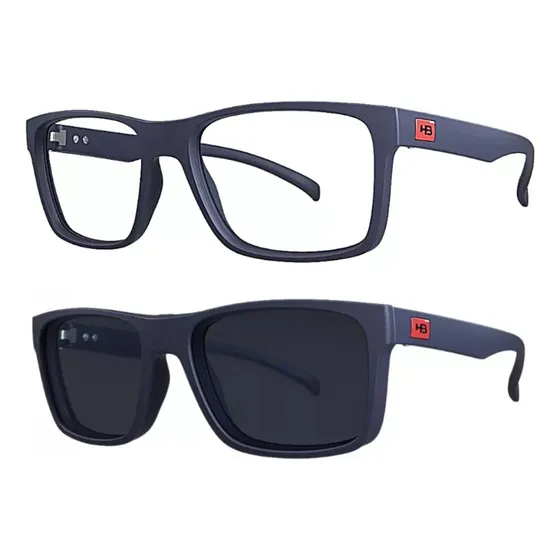 Armação Oculos Grau Hb Azul Fosco Clip On 0339 Polarizado