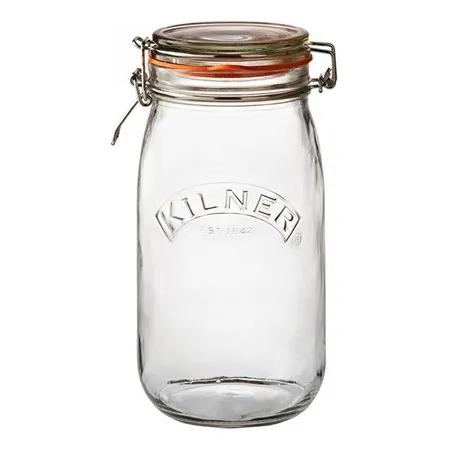 Frasco Clip Redondo Con Tapa Vidrio 1.5 L Kilner Color Transparente