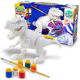 Tiranossauro Didático Pintura Rex Attack Com 6 Guache Pincel Tiranossauro Didático Pintura Rex Attack Com 6 Guache Pincel