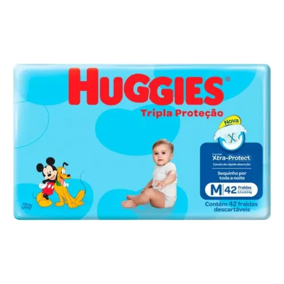 Fraldas Huggies Tripla Proteção M 42 Unidades