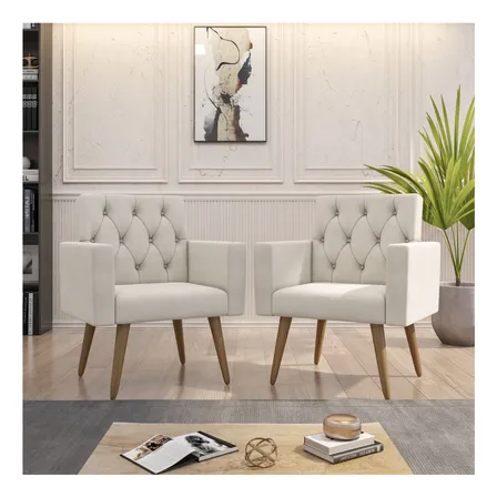 Kit 2 Poltronas Capitonê Sala Escritório Consultório