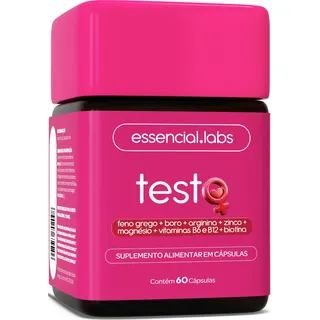 Testo Essencial Para Mulheres - Fórmula Exclusiva Com Feno Grego + Boro + Arginina + Zma + Biotina + Vitaminas B6 E B12 - 60 Cápsulas Sem Sabor