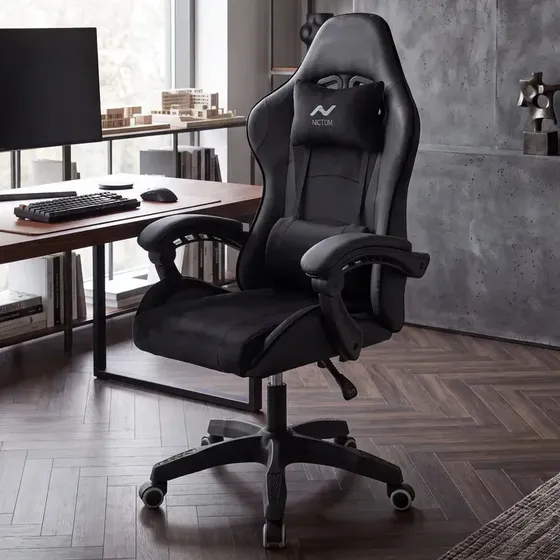 Silla Gamer Ergonomica Pc Reclinable Oficina Nictom Negro De Pana