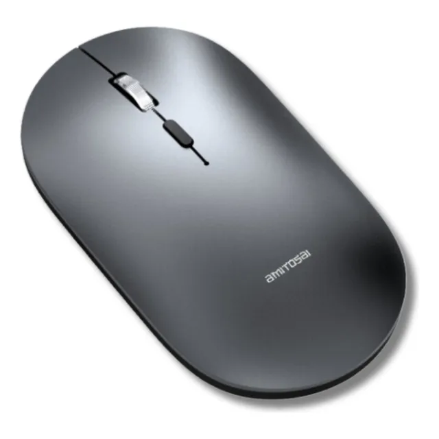 Mouse Inalámbrico Portátil Amitosai Mts-bt21 Dual Bluetooth Y 2.4g Color Gunmetal Gray