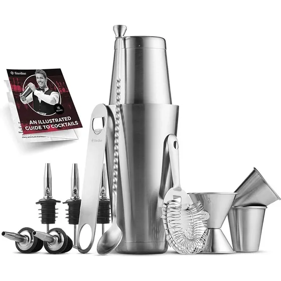 Kit De Coctelería Para Bartender Acero Inox 14 Piezas Tienda
