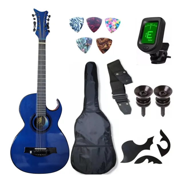 Bajo Quinto Azul Ocelotl Cedro Electroacústico Con Resaque Diestro Azul Barnizado 10